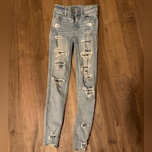 American Eagle high waist rip skinnies